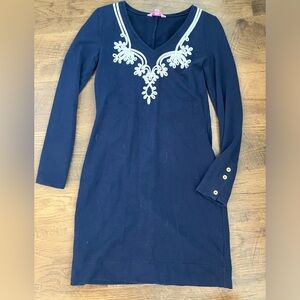 Lilly Pulitzer long sleeve French Terry Navy dress